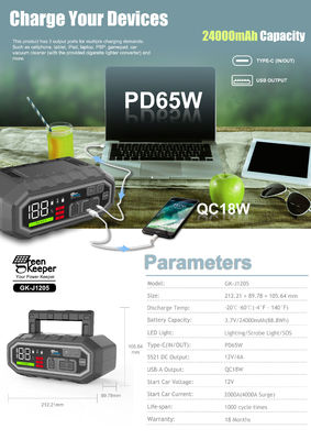 Δυνατός 4000A κορυφαίο ρεύμα Jump Starter για ταχεία φόρτιση και καταστάσεις έκτακτης ανάγκης