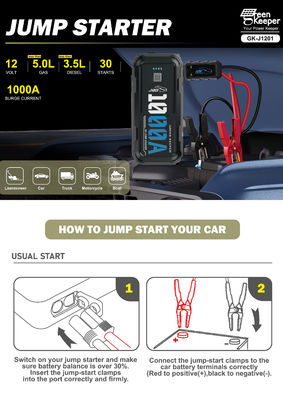 12V 24V 1000A 4000A Jump Starter με PD 65W DC Outlet Air Compressor Συνολική έξοδος 12W