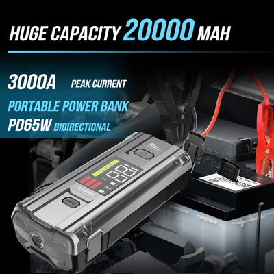 Πολυλειτουργικό 4 σε 1 έκτακτη PD 65W 3000A Πάνω ρεύμα μπαταρία Booster Power Bank Jump Starter