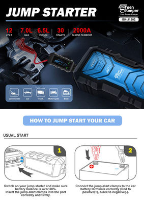 Ξεκινήστε τον κινητήρα 16000mAh Car Jump Starter Power Bank 2000A 12V φορητό φορτιστή μπαταρίας