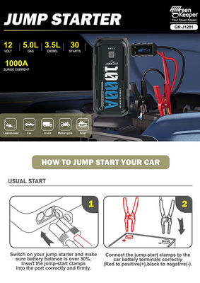 Υψηλής ισχύος αυτοκινητοκινητό Jump Starter Power Bank για πολλαπλές λειτουργίες φορητή μπαταρία 12v λιθίου