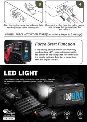 Υψηλής ισχύος αυτοκινητοκινητό Jump Starter Power Bank για πολλαπλές λειτουργίες φορητή μπαταρία 12v λιθίου