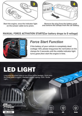 USB1 5V/3A 9V/2A 12V/1.5A USB2 5V/2.1A QC 18W Εισόδου Πολυλειτουργικό Jump Starter Power Bank