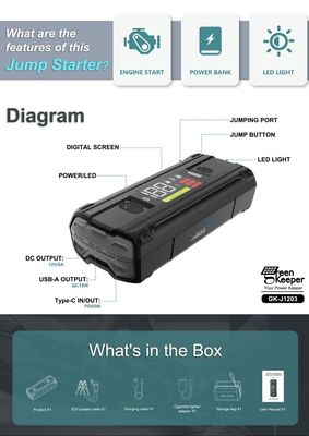 Η μπαταρία του αυτοκινήτου Jump Starter UltraSafe Super Capacitor 3000A Power Bank για οχήματα