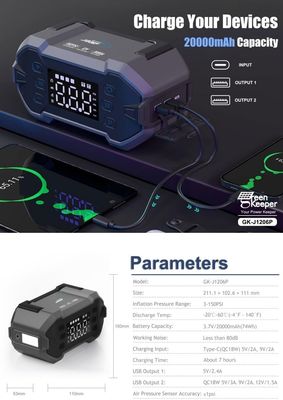 UltraSafe 12V Jump Starter με φως LED και συμπίεστη αέρα 3000A ενισχυτής μπαταρίας αυτοκινήτου