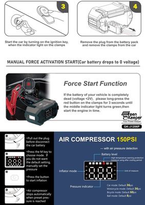 12V Type-C Input UltraSafe Jump Starter με φως LED και συμβατότητα θερμοκρασίας