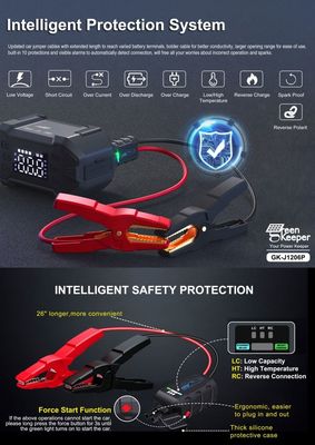3000A Peak Portable Mini Car Jump Starter με χωρητικότητα 20000mAh και φακό LED